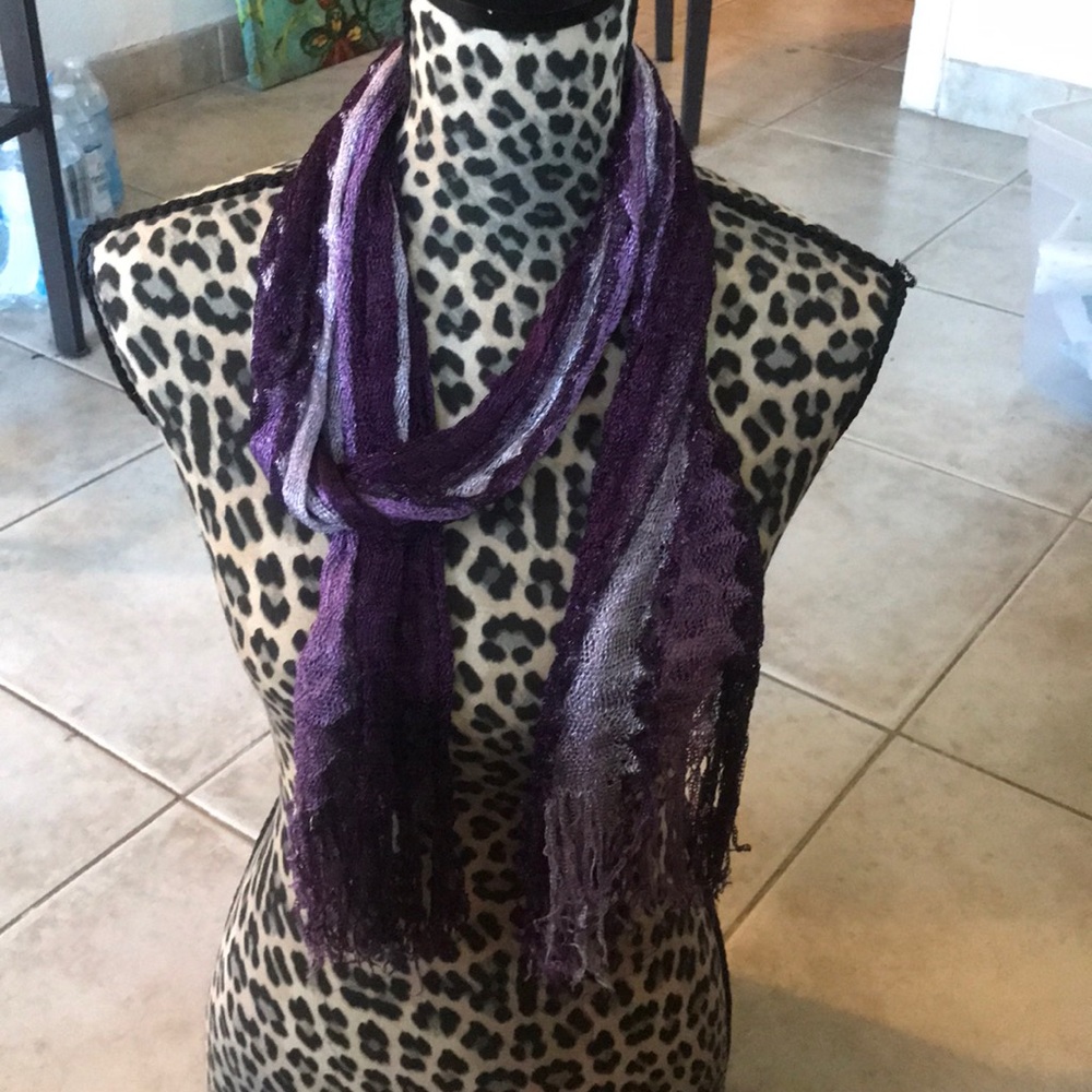 Skinny Purple knit scarf y2k